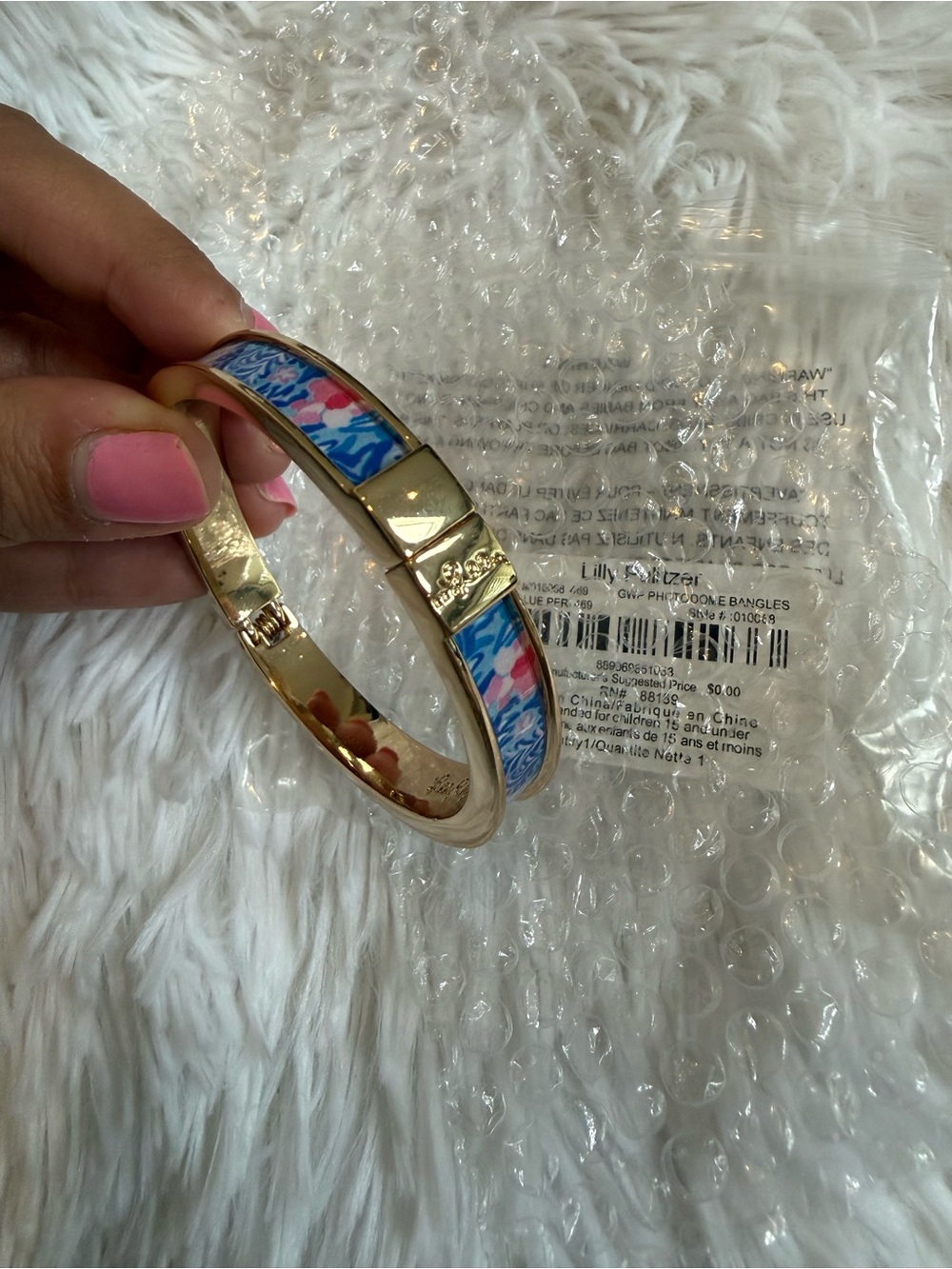 NWT Lilly Pulitzer Gold-Tone Bangle in Blue Peri